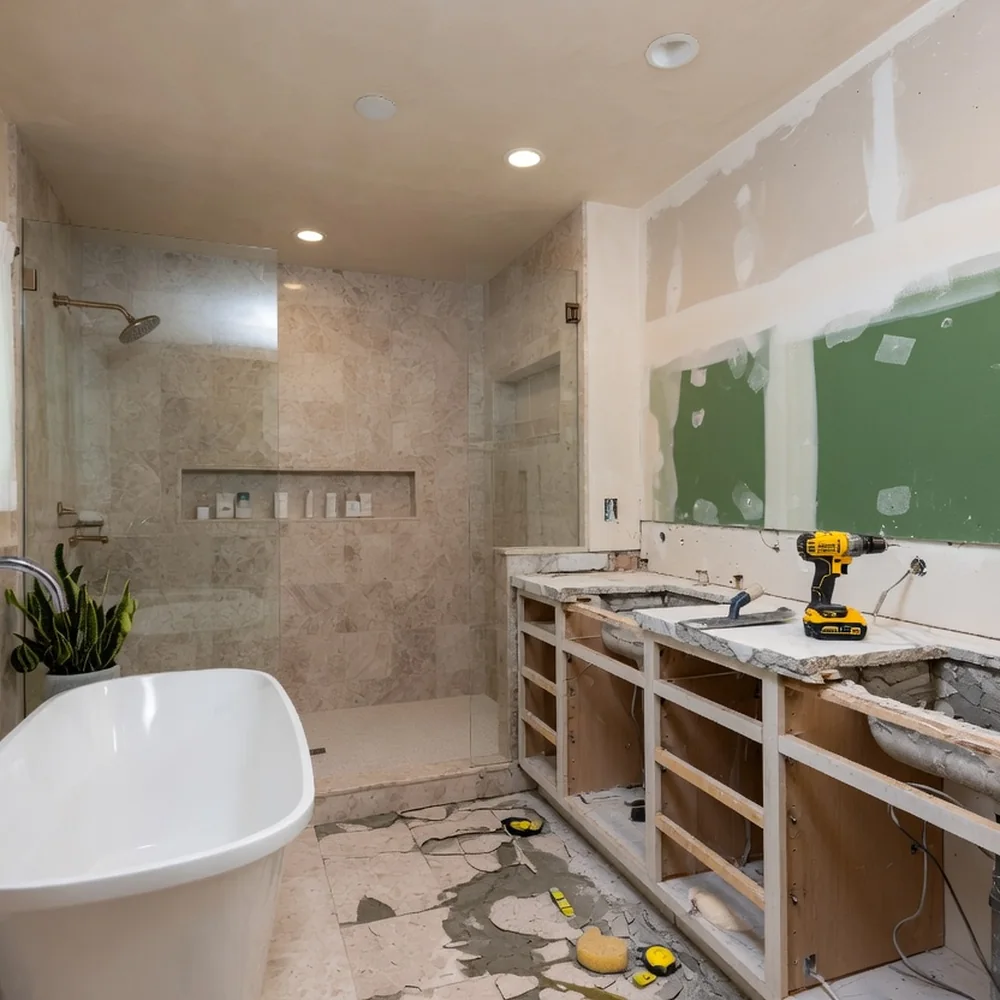 The same bathroom before the RuLee Construction renovation