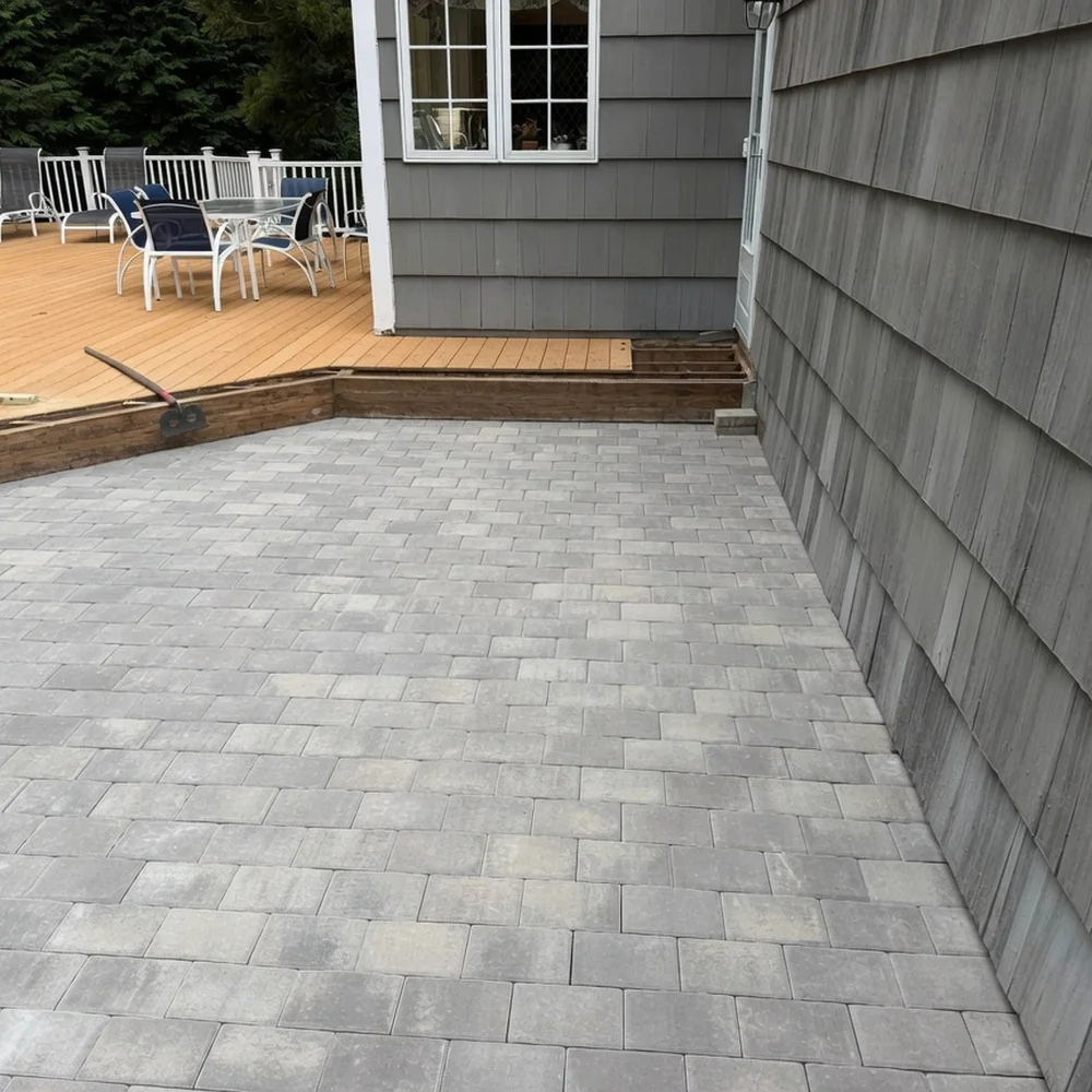 Paver patio and walkway after installation by RuLee Construction