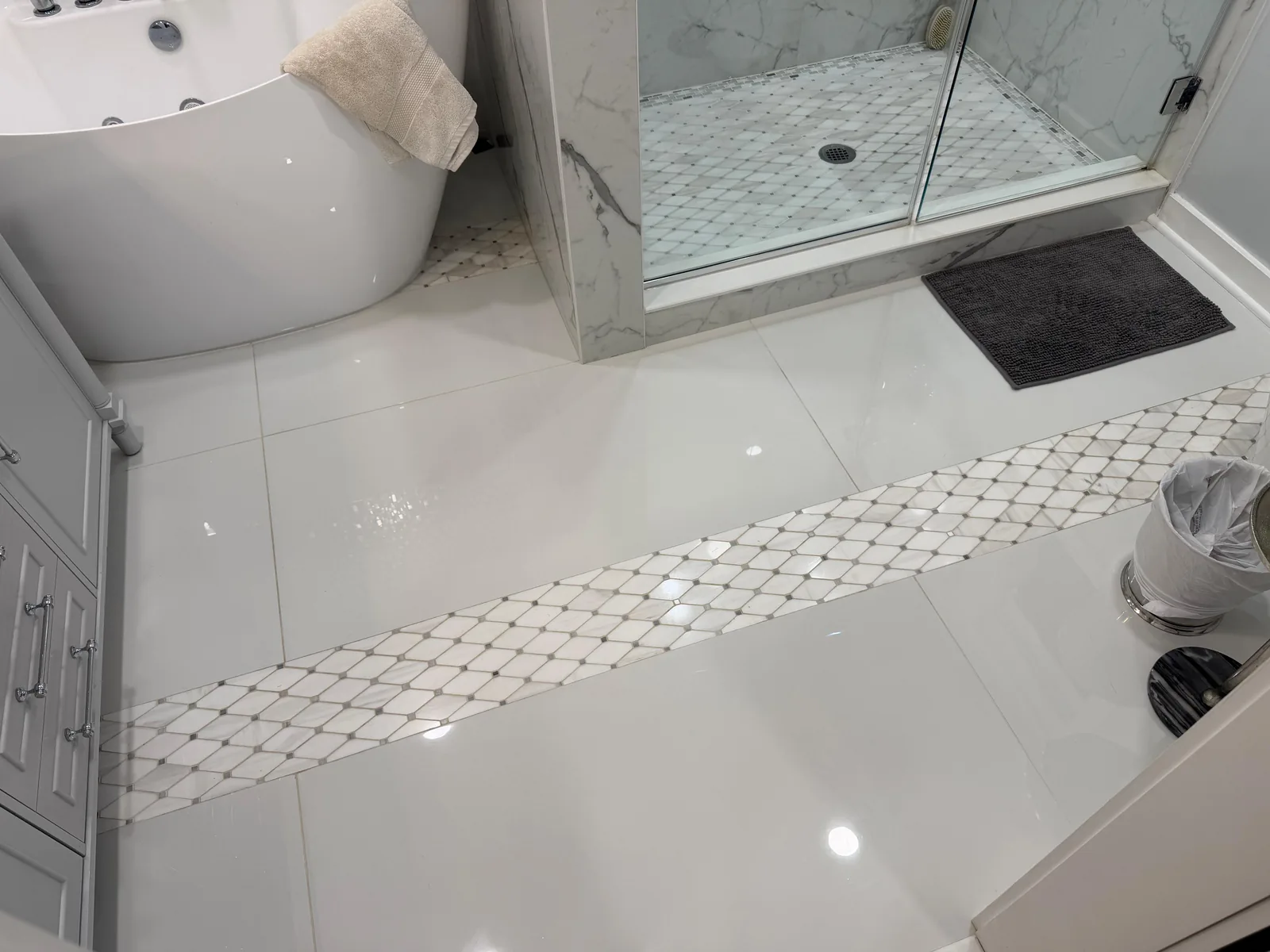 Marble floor, mosaic inlay