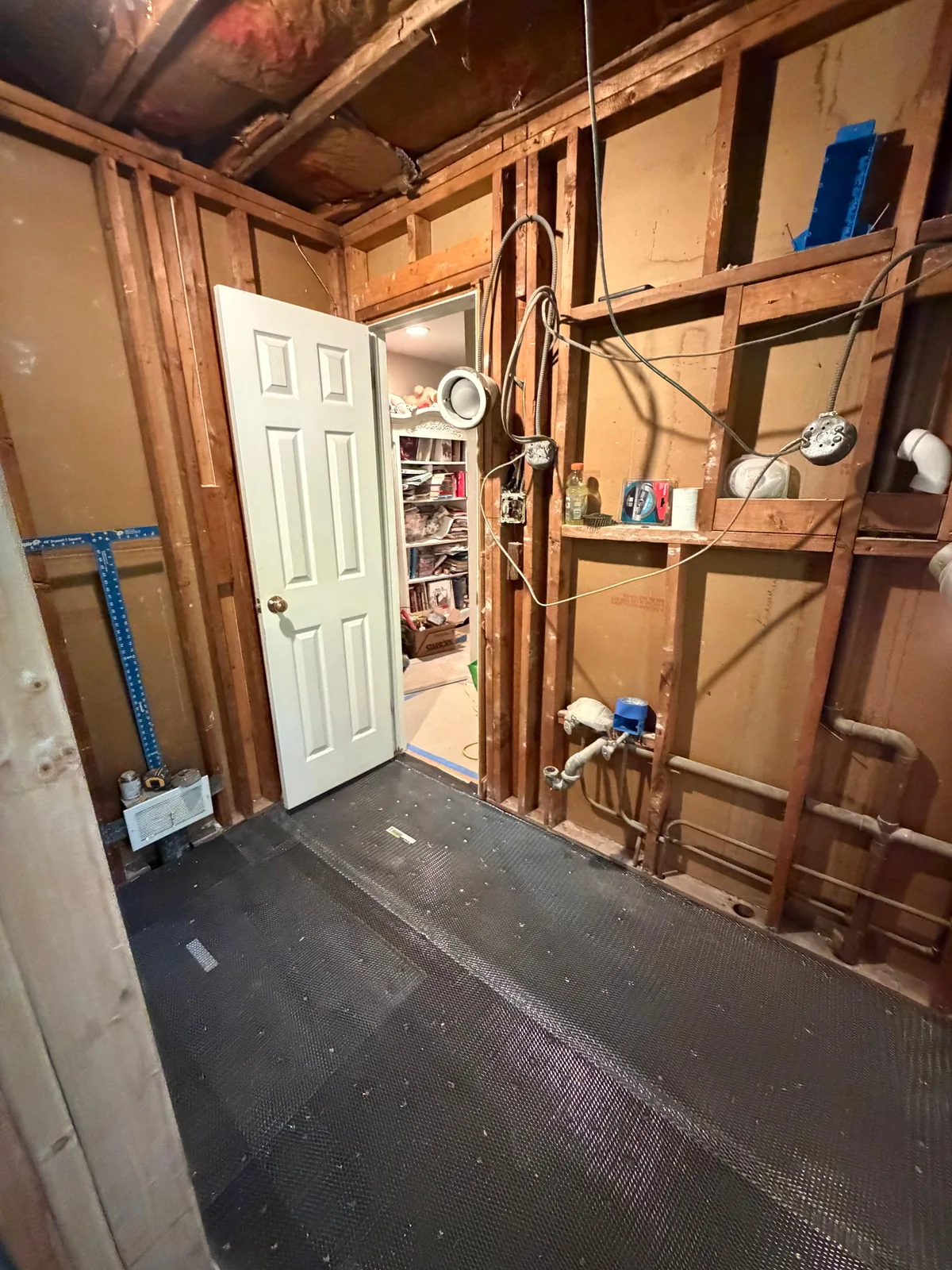 Open framing, rough plumbing