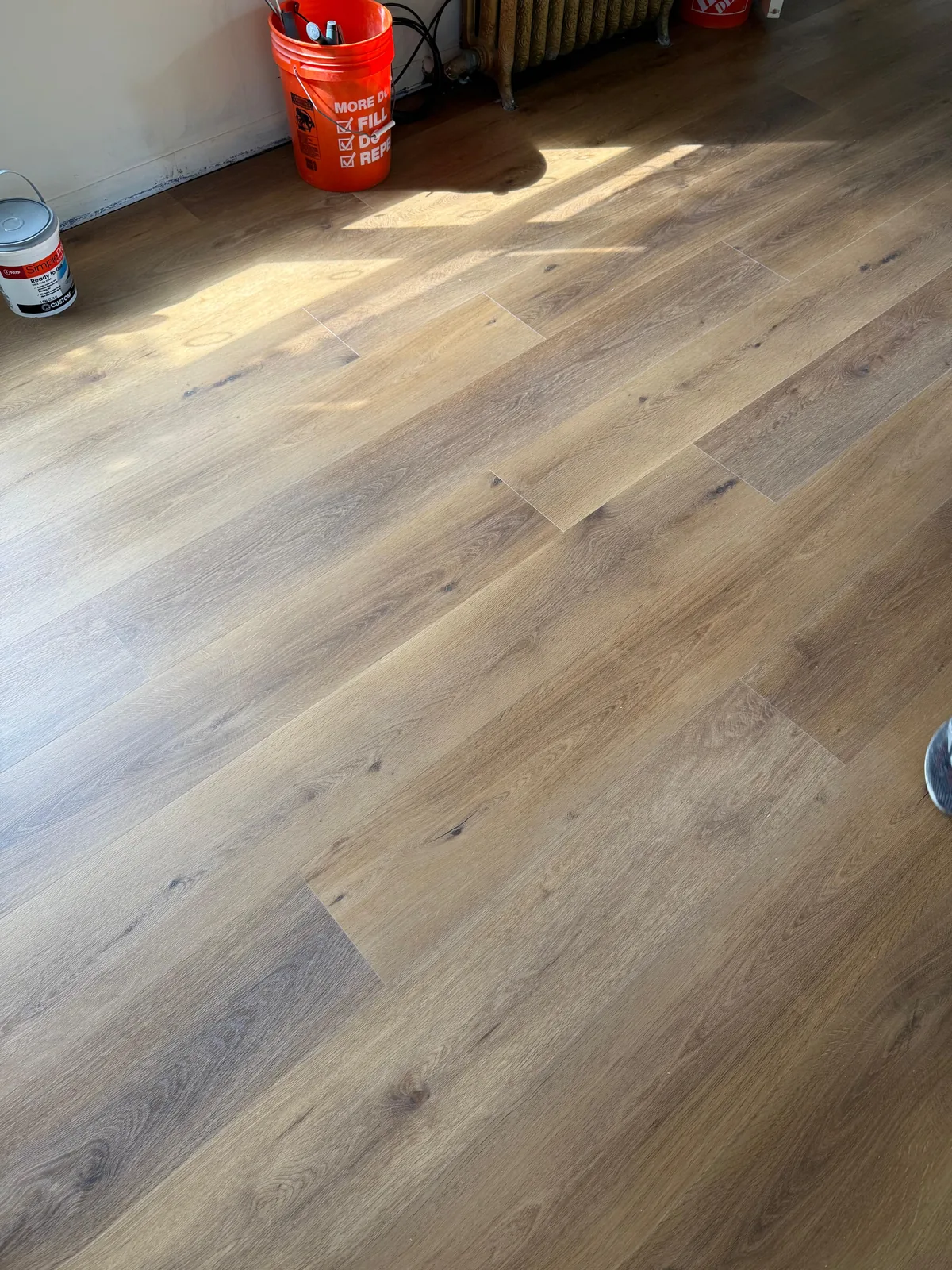 Wide plank floor close-up