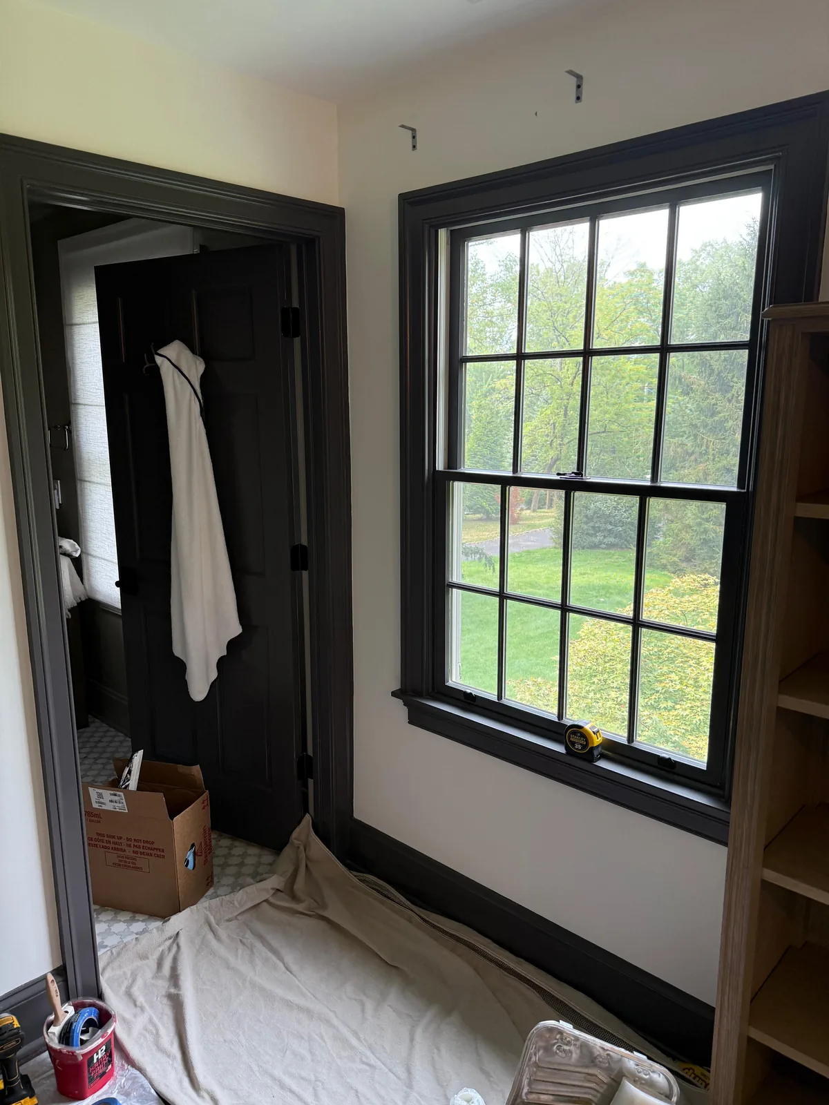 Black-painted window trim