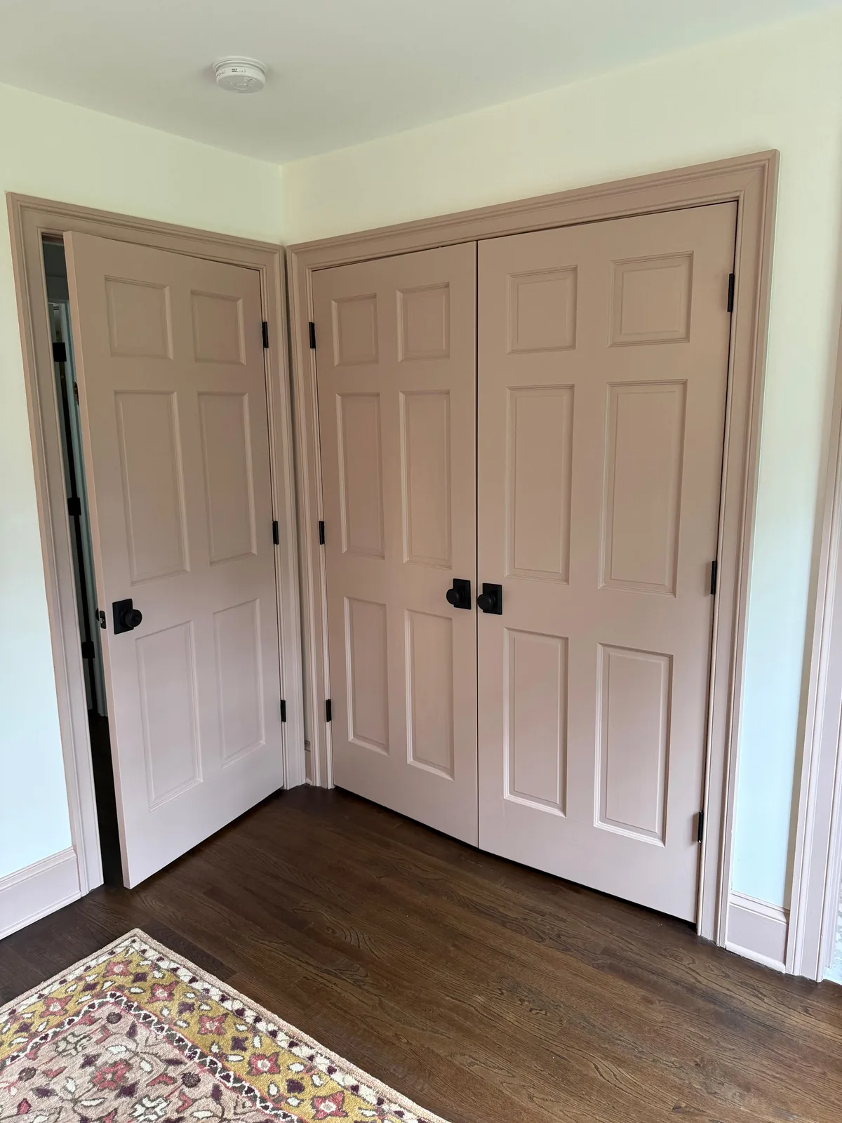 Blush-pink doors, panel detail