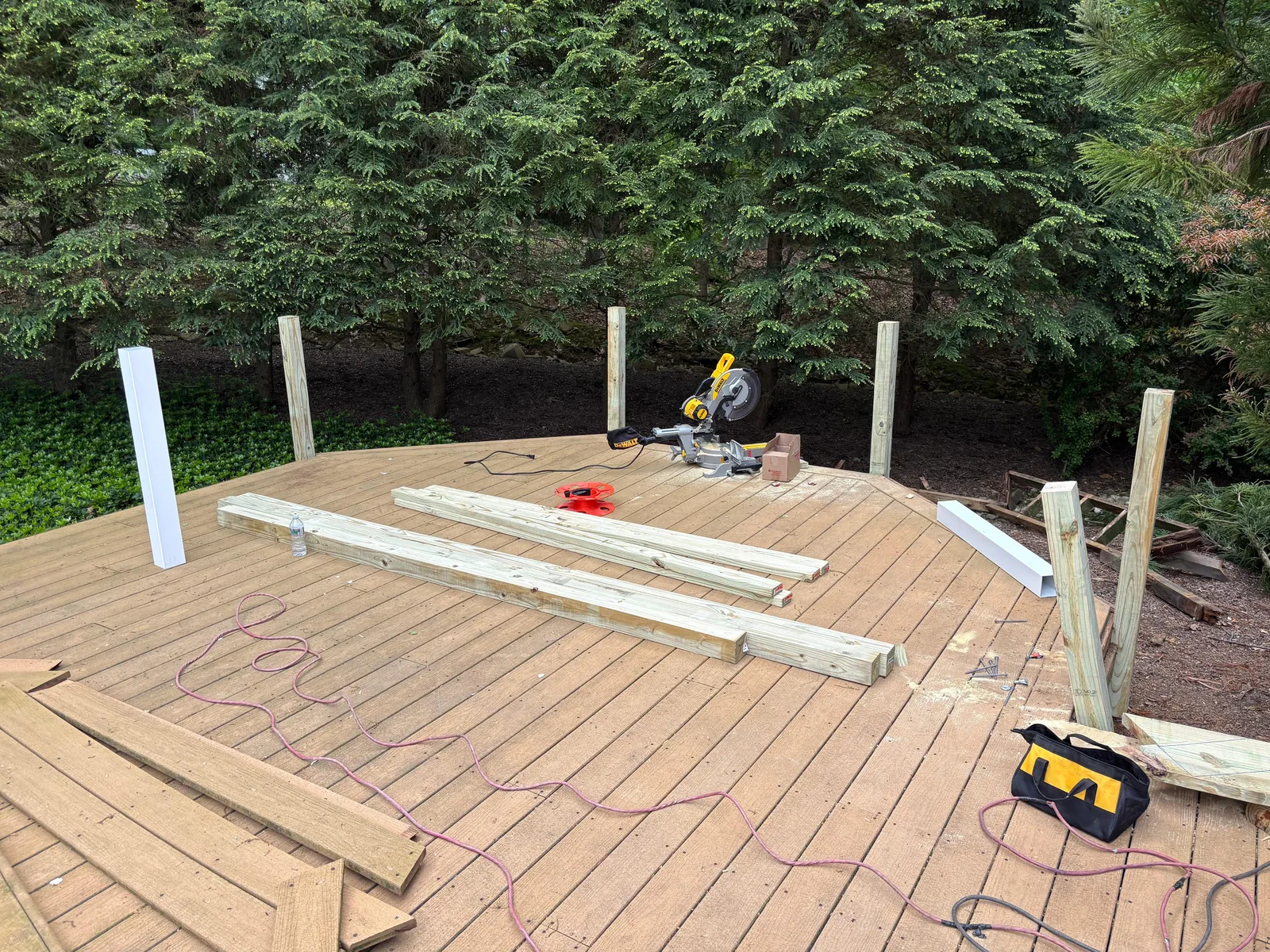 Deck framing, miter saw