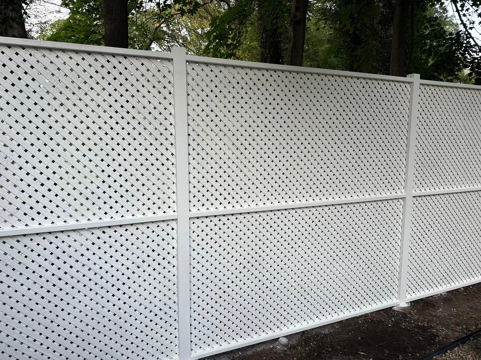 White lattice privacy fence wide