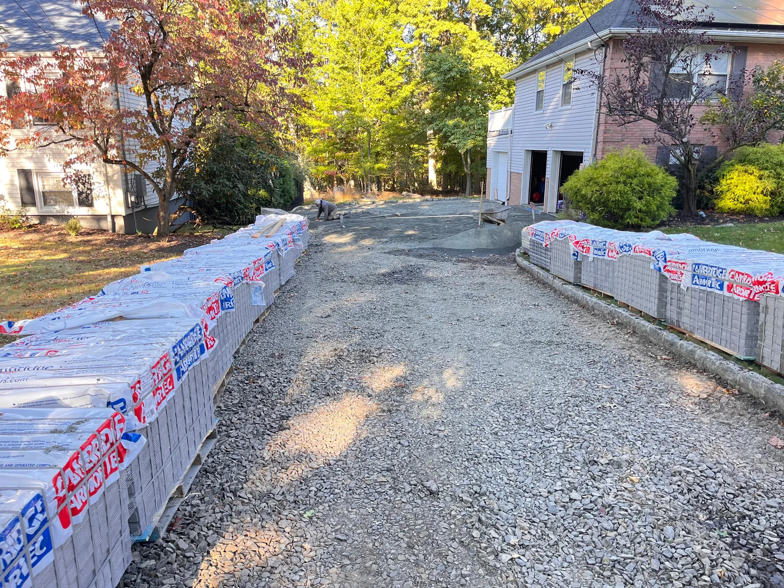 Driveway prep, paver pallets